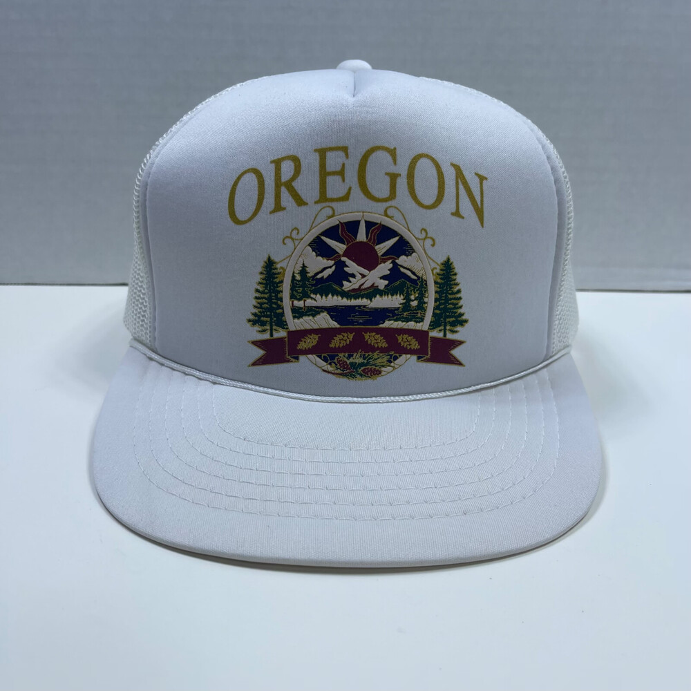 Vintage Trucker Hat Oregon State Snap Back White Youngan Brand Mesh Back VTG